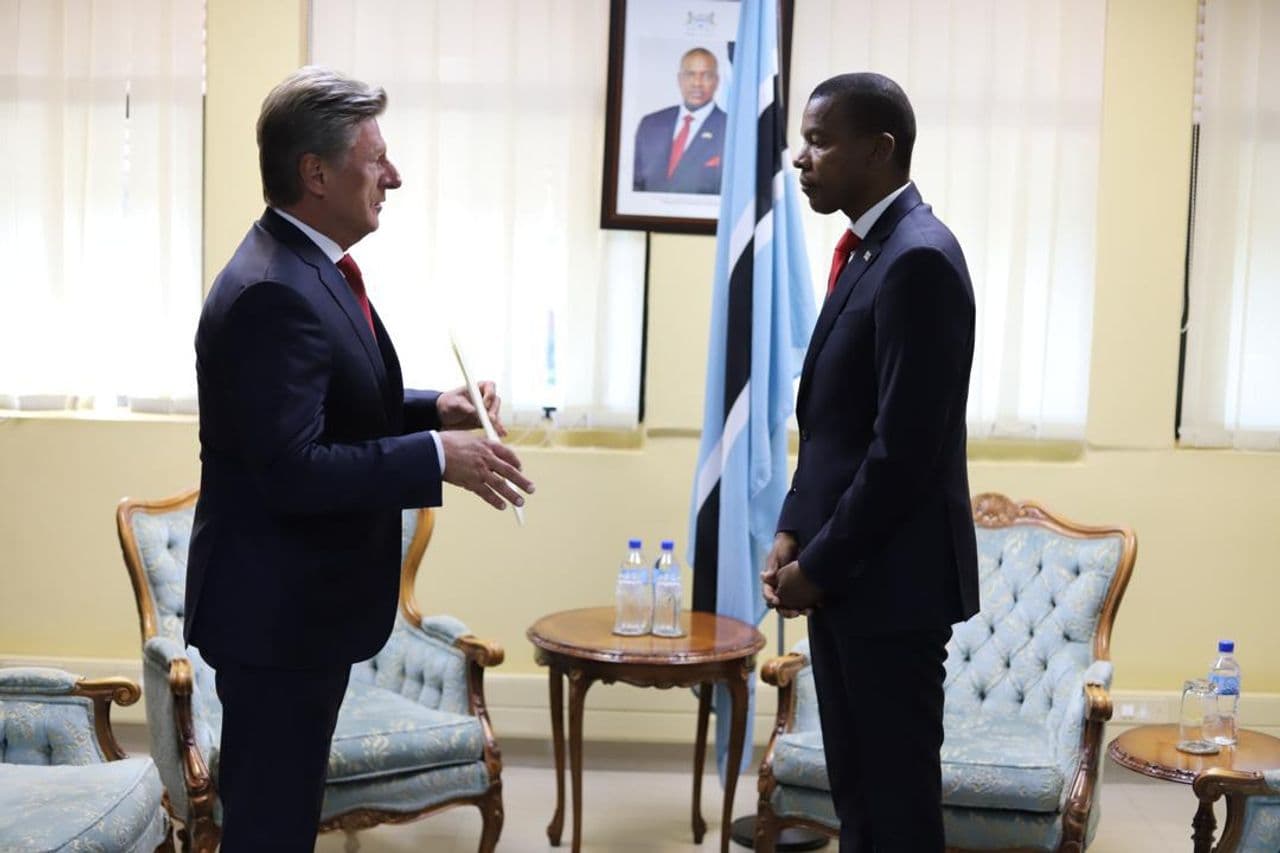 H.E. Roland Beridze, Ambassador Extraordinary and Plenipotentiary of Georgia to the Republic of Botswana(with the residence in Pretoria) presented copies of his letters of credence to Hon. Lemogang Kwape.